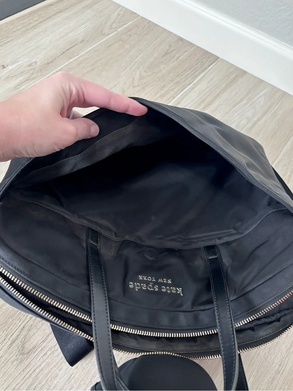 kate spade black nylon laptop tote with shoulder strap